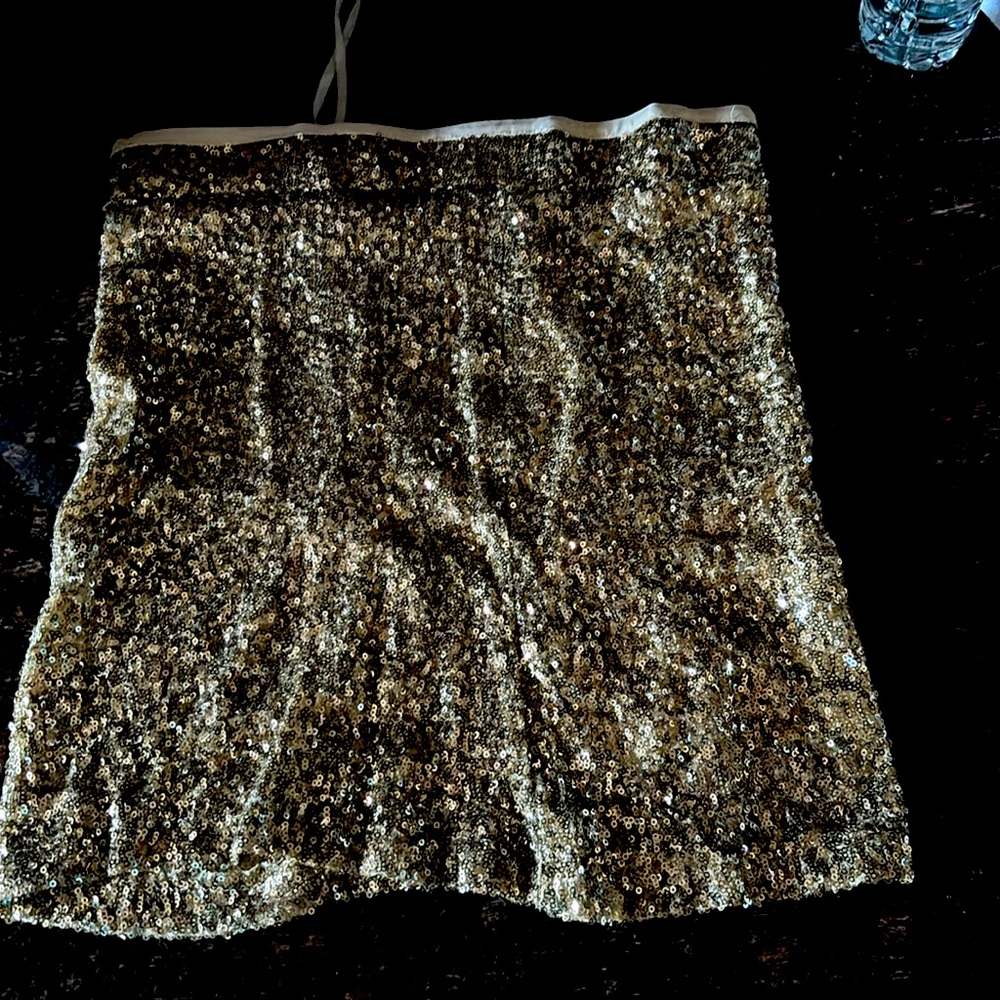 Gold mini skirt